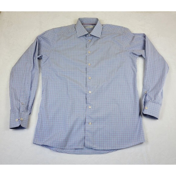 Eton Other - Men's Eton Brighton Button-Up Plaid Dress Shirt Slim Fit Sz L 41/16